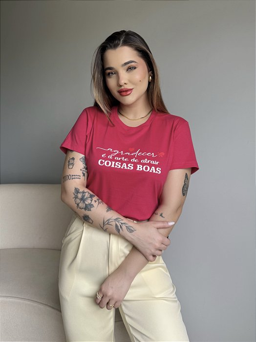 T-SHIRT AGRADECER - ROSA PINK