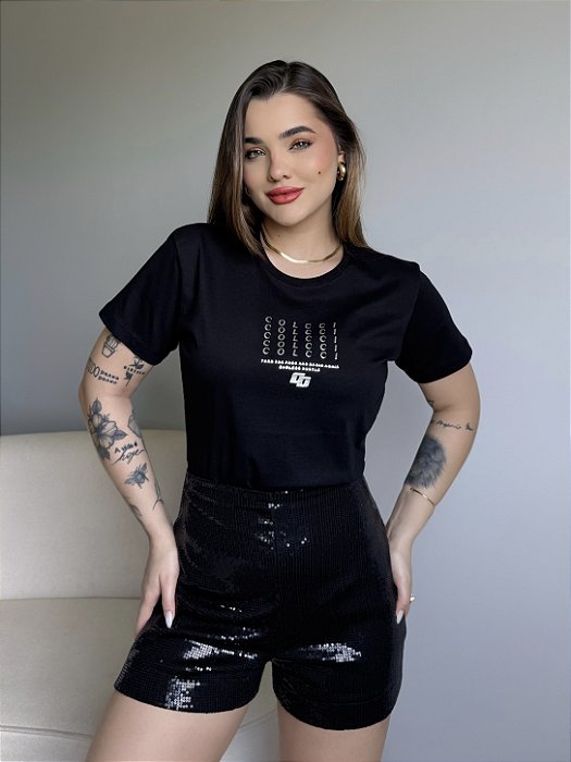 T-SHIRT COLCCI TURN THE PAGE - PRETO