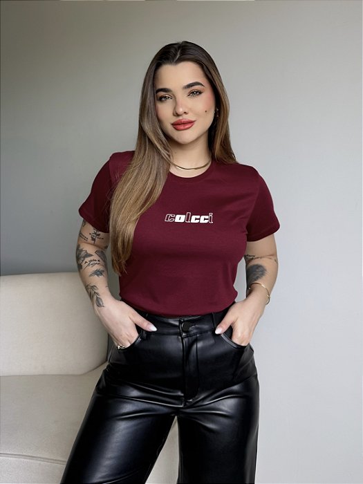 T-SHIRT COLCCI (OFF WHITE) - BORDO
