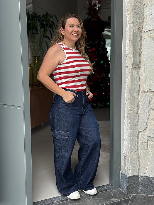 REGATA CONFORT LISTRADA - VERMELHO