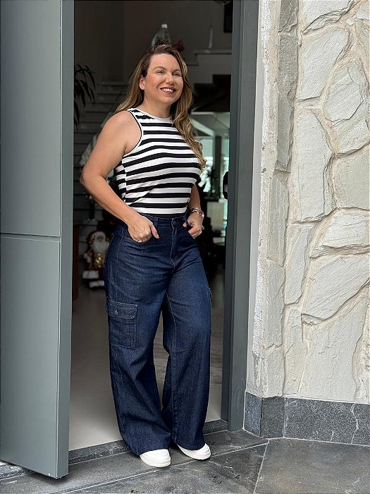 REGATA CONFORT LISTRADA - PRETO