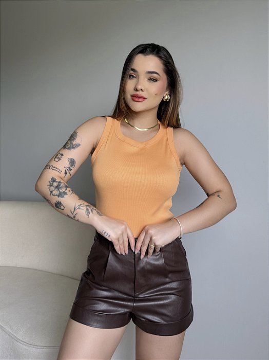 REGATA CANELADA - LARANJA CREAM