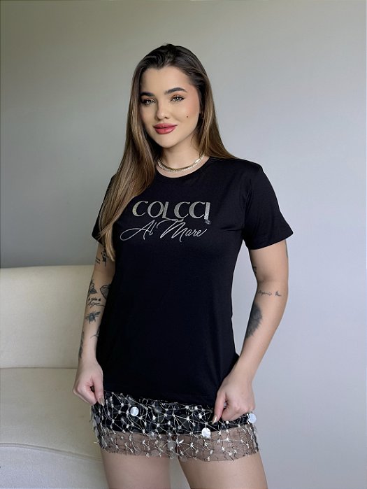 T-SHIRT COLCCI AL MARE - PRETO