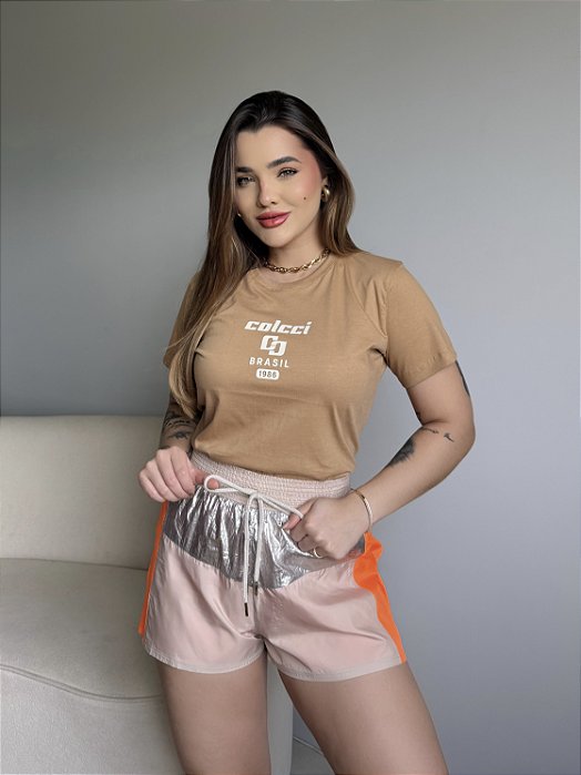 T-SHIRT COLCCI BRASIL - MARROM SUED