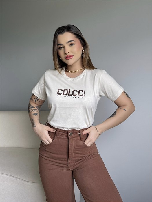 T-SHIRT COLCCI IT´S MY FAVORITE - BEGE NATURAL