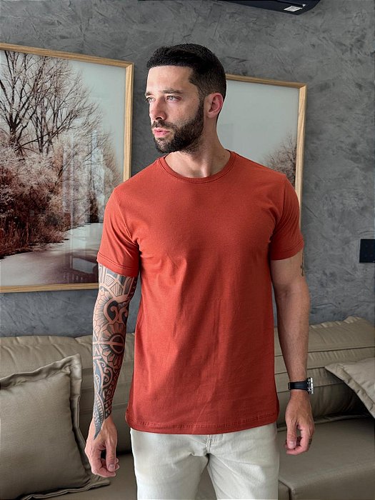 CAMISETA MASCULINA LISA - TELHA