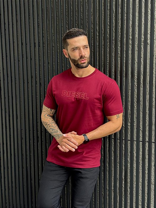 CAMISETA MASCULINA DIESEL - BORDO