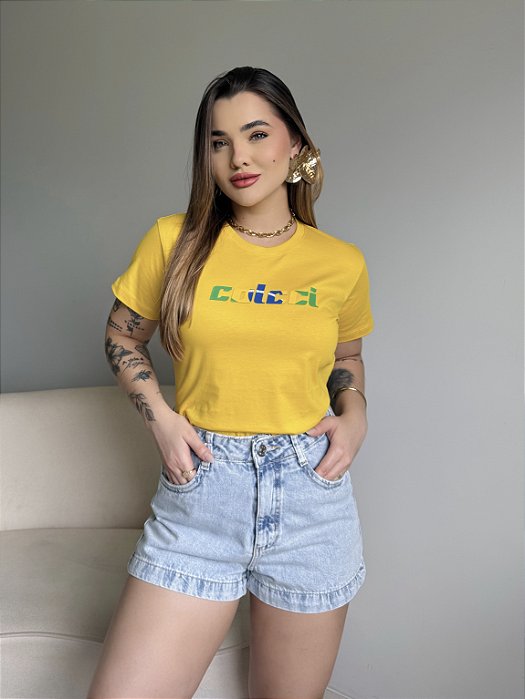T-SHIRT COLCCI BRASIL - AMARELO