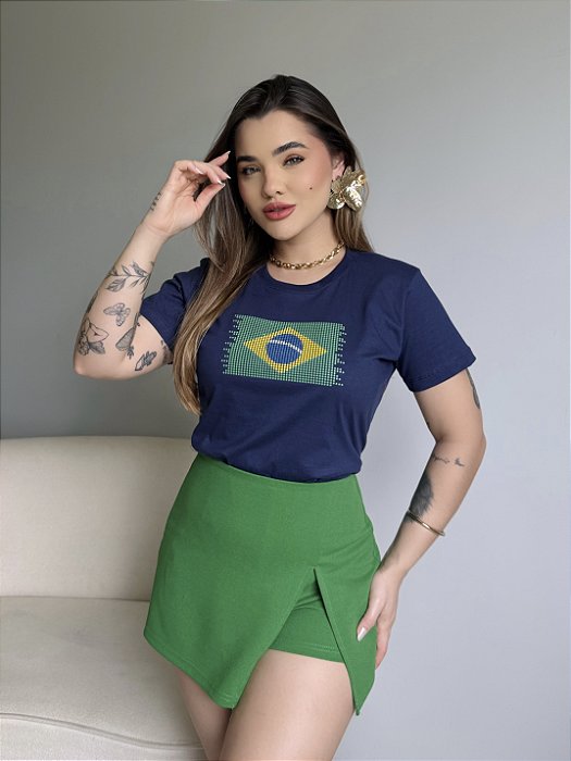T-SHIRT BRASIL 3D - AZUL MARINHO