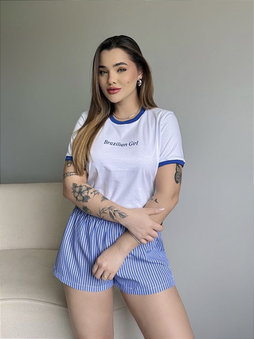 T-SHIRT BRAZILIAN GIRL C/PUNHO - BRANCO