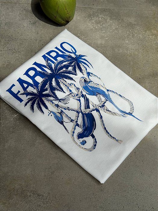 T-SHIRT DTF FARM RIO ARARAS AZUIS - BRANCO