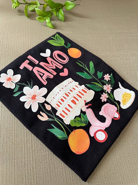 T-SHIRT DTF TI AMO - PRETO