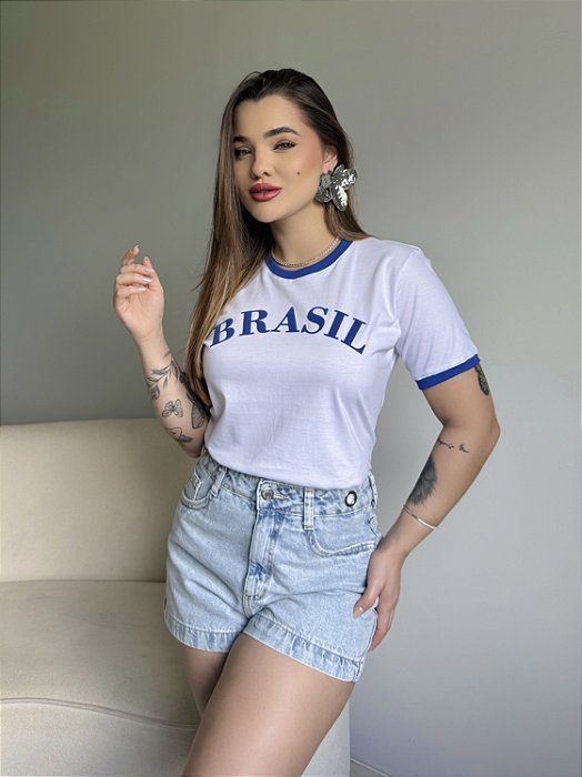 T-SHIRT BRASIL RELEVO C/PUNHO - BRANCO