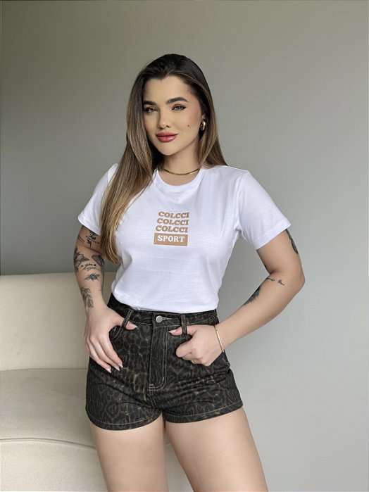 T-SHIRT COLCCI COLCCI COLCCI SPORT C/GLITTER - BRANCO