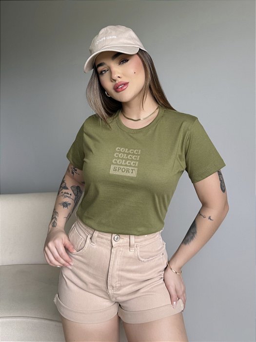T-SHIRT COLCCI COLCCI COLCCI SPORT C/GLITTER - VERDE ORGÂNICO