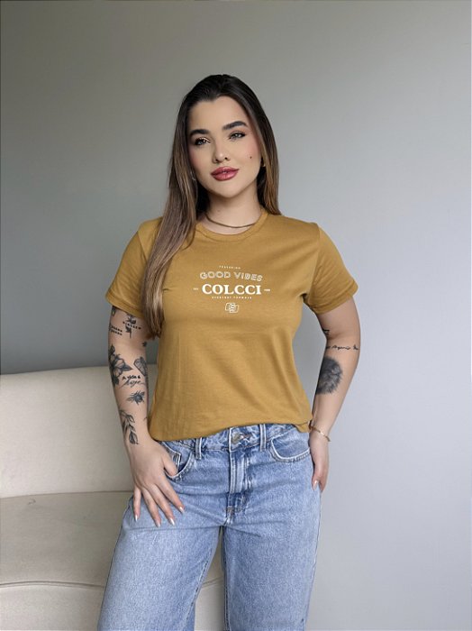 T-SHIRT COLCCI GOOD VIBES - MOSTARDA