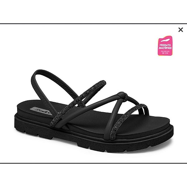 Sandália Flat Infantil Pink Cats Preto V4913 Preta