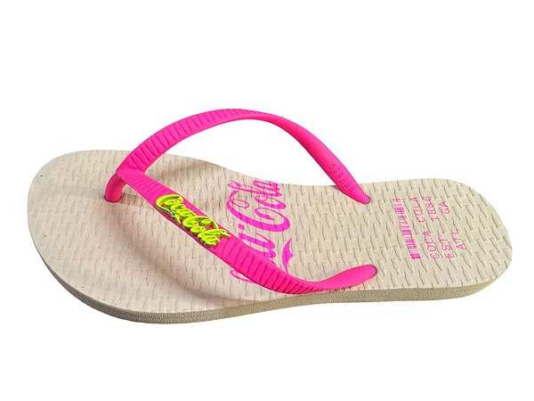 Sandália Feminina Coca-Cola CC4388 Off White/Pink