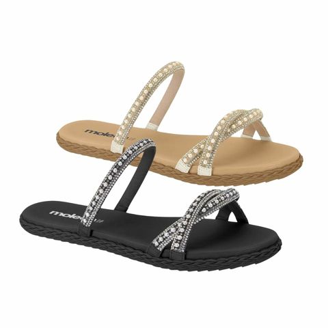 Tamanco Rasteiro Moleca Casual com Strass Feminino 5452,414