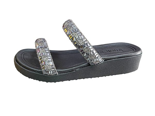 Tamanco Flat Moleca com Strass Preto 5508.100
