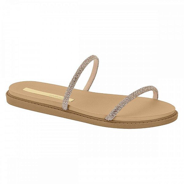 Rasteira Moleca Flat Duas Tiras Brilhantes Feminina 5443.217