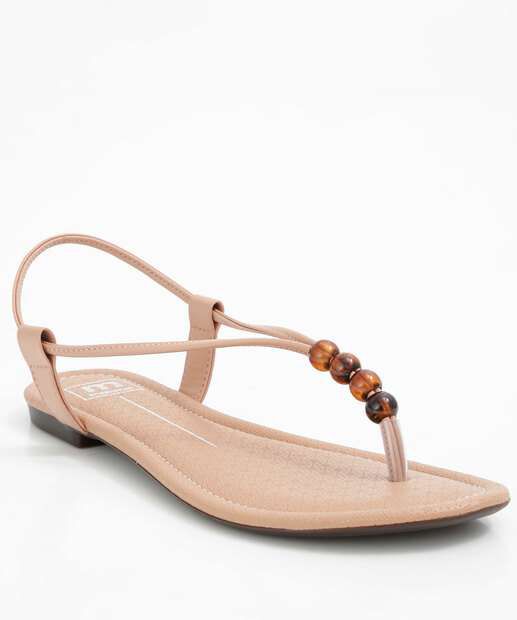 Sandália Rasteira Feminina Moleca com Miçangas