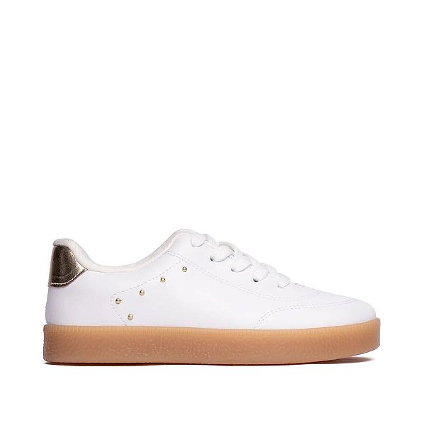 Tênis Infantil Molekinha Detalhe Lateral Branco/Dourado – 2582.101