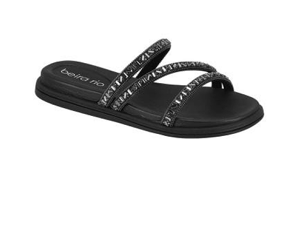 Chinelo Papete Beira Rio com Strass Preto  4888.108