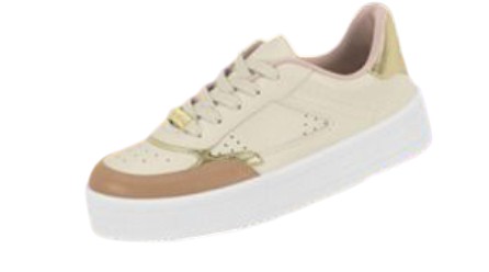 Tênis Moleca Casual Feminino – Branco Off com Detalhes Nude/Dourado 5782,312