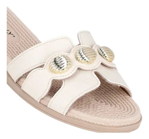 Chinelo Piccadilly Rasteiro Feminino Em Napa 513036 Off-White