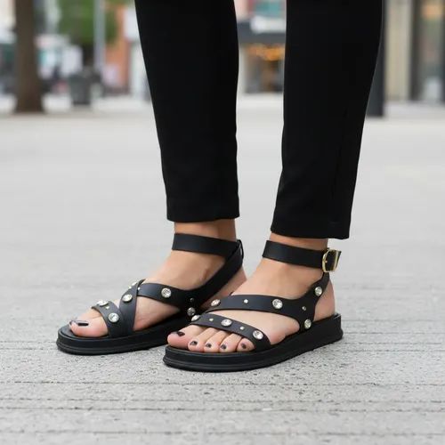Sandália Feminina Moleca Papete Gladiadora Strass Original 5556.117