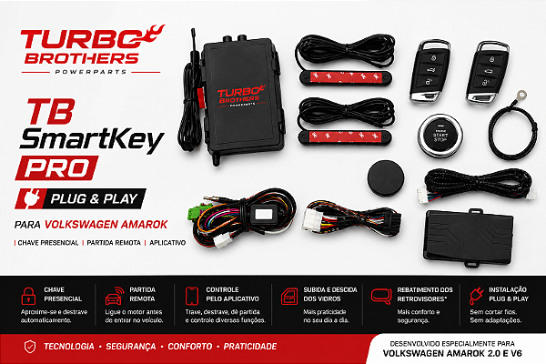 Chave Presencial Volkswagen Amarok Plug & Play | Chave Presencial | Partida Remota | Aplicativo - TB SmartKey PRO
