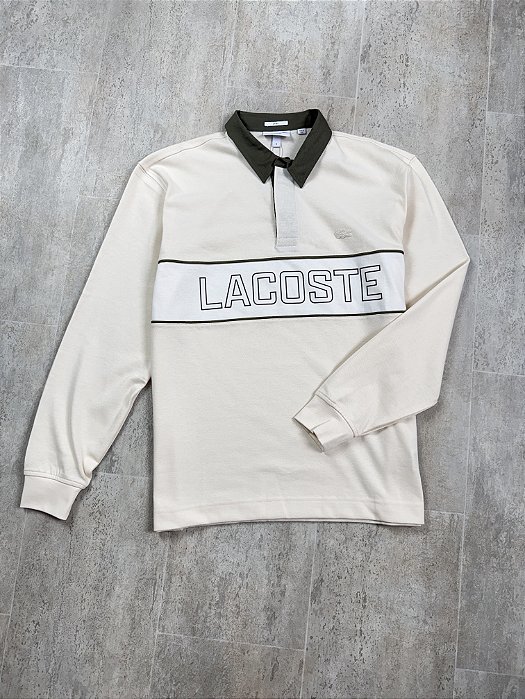 Polo Lacoste Manga Longa Letreiro “Relaxed Fit”