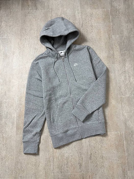 Moletom Nike Club Cinza Zíper Ferro