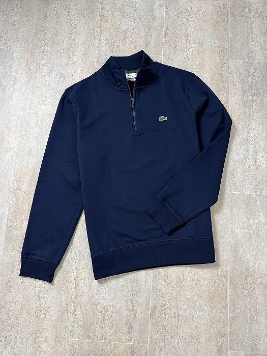 Moletom Lacoste Meio Zíper Azul Marinho