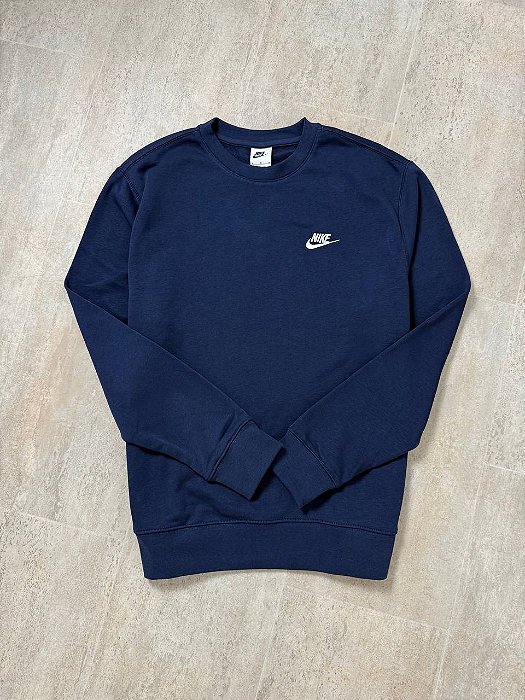 Moletom Nike Club Azul Marinho Gola Careca