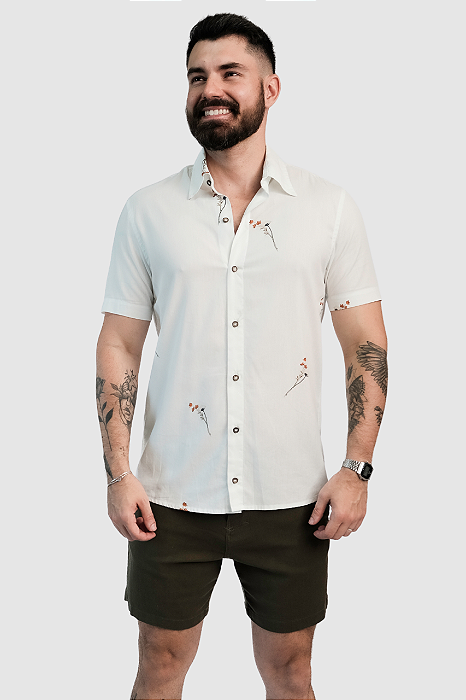 Camisa Aberta Art Flowers