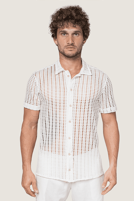 Camisa Aberta Tricot Arrastão