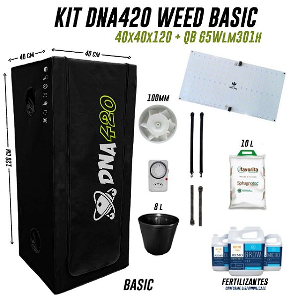 KIT GROW DNA420 WEED BASIC 40x40x120 + QB 65Wlm301h