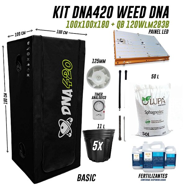 KIT GROW DNA420 WEED BASIC 100X100X180 + QB 120W lm283b