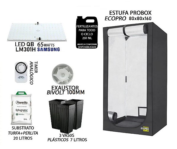 KIT PROBOX ECO 80x80x160 - Quantum Board LM301H 65w - Bivolt