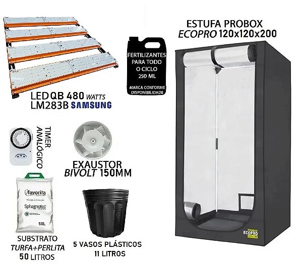 KIT PROBOX ECO 120x120x200 – Quantum Board LM283B 480w - Bivolt