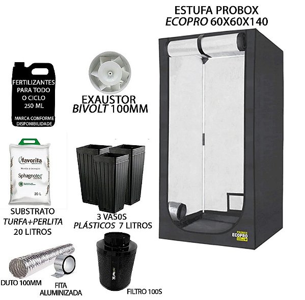 KIT PROBOX ECO 60x60x140 - Sem Luz + Filtro 100s