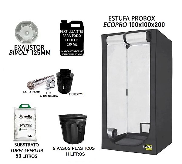 KIT PROBOX ECO 100x100x200 - Sem Luz + Filtro 125l