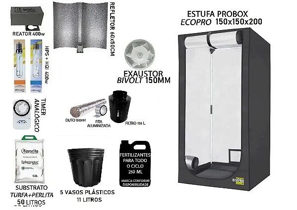 KIT PROBOX ECO 150x150x200 – 400w + Filtro 150l