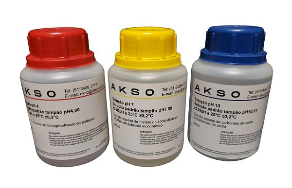 Kit Solução Tampão Akso (PH 4, 7 e 10) 250ml