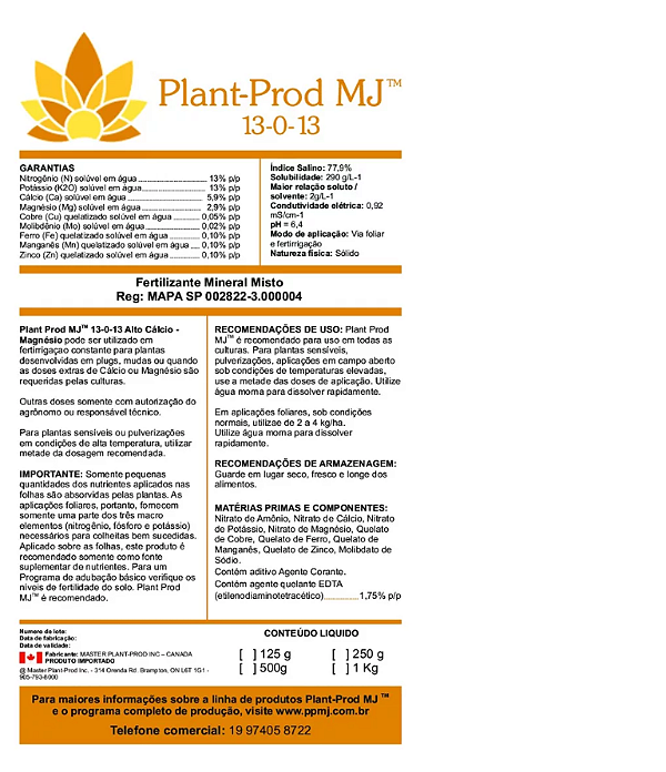 Plant-Prod MJ High Cal Mag - 1kg