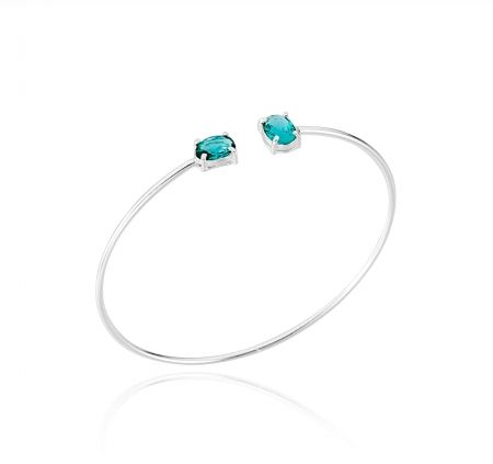 Pulseira Bracelete Fio Rígido Regulável Turmalina Prata 925