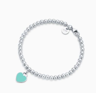 Pulseira Inspiração Tiffany&Co Bolinhas com pingente Turquesa Prata 925 16cm