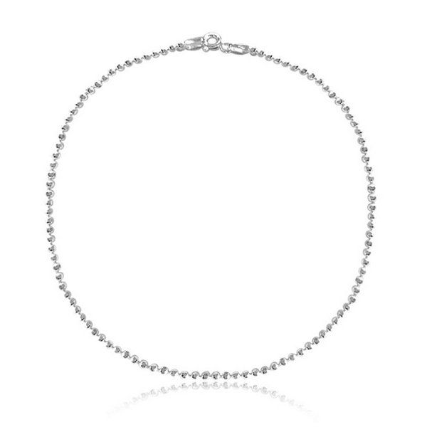 Tornozeleira Bolinha Diamantada Prata 925
